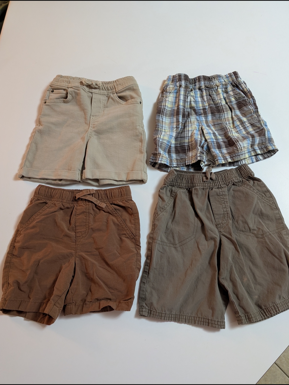 Cat & Jack Boys' Shorts Pack in Tan, Brown & Blue Plaid
